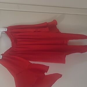 Express XS Red off shoulder tie front top